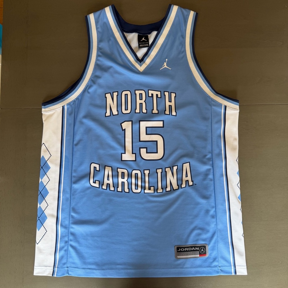 Jordan North Carolina 15 Light Blue and White Basketball Jersey
